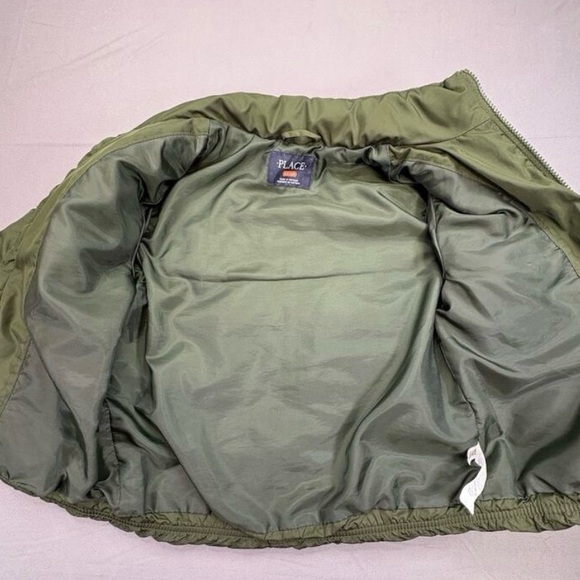 Children’s Place Green Puffer Coat SZ 5/6 Unisex + Purple CC Beanie Kids Bundle - Picture 7 of 14